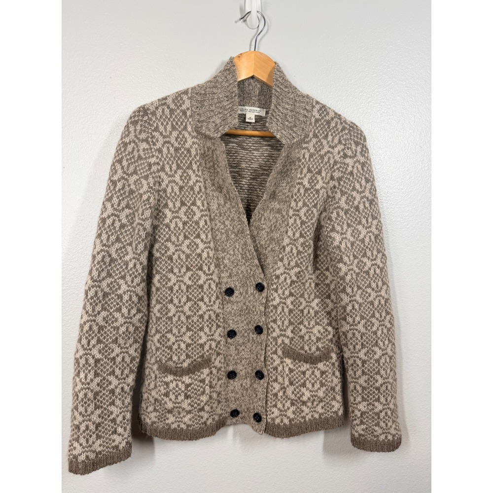 Banana Republic Womens Fair Isle Knit Button Front Sweater M Italian Wool Alpaca